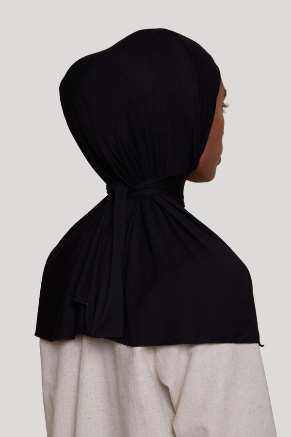 Instant Two-Piece Slip-On Hijab – Black