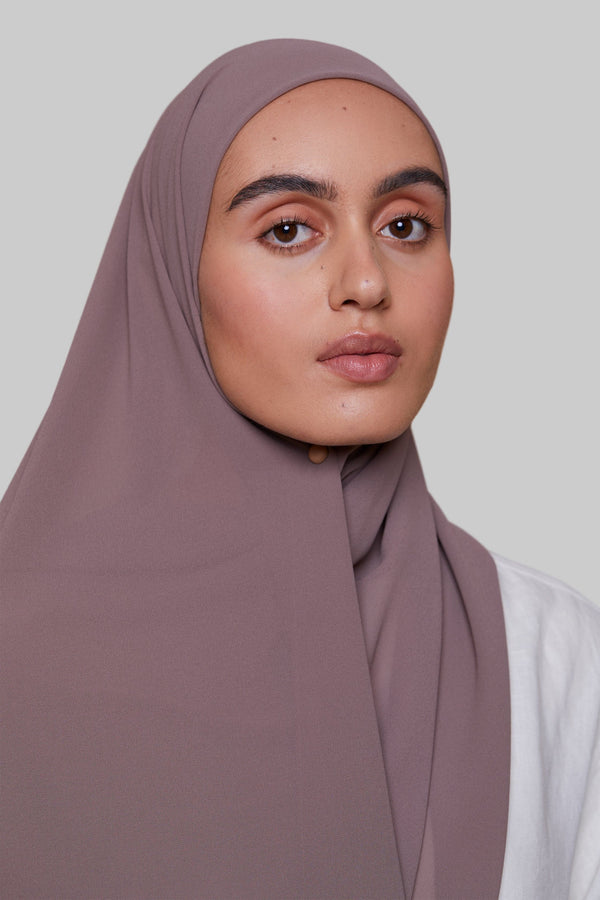 Premium Chiffon Hijab – Earth Gray