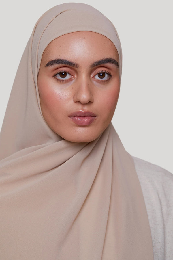 Premium Chiffon Hijab – Light Taupe