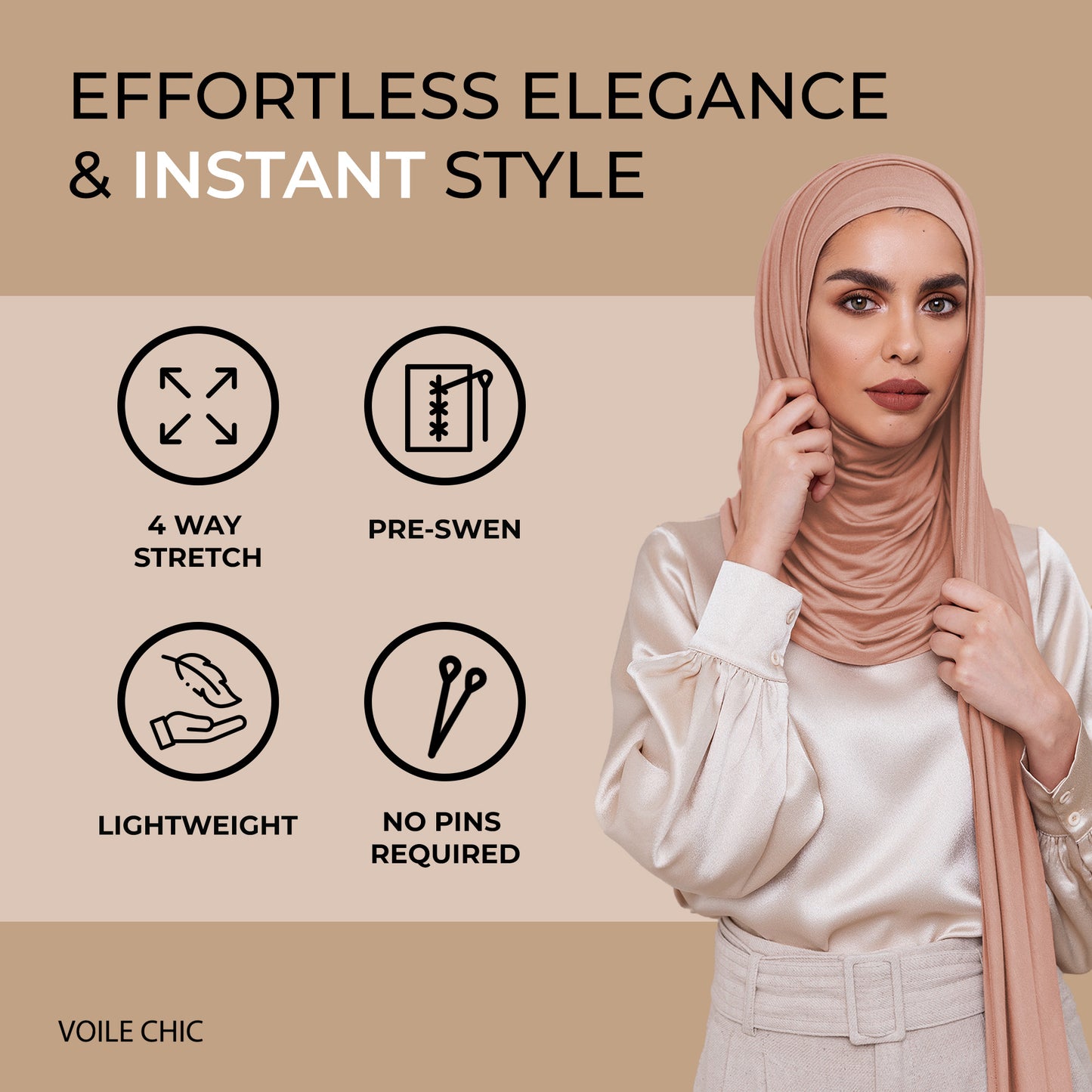 Instant Premium Jersey Hijab - Vanilla
