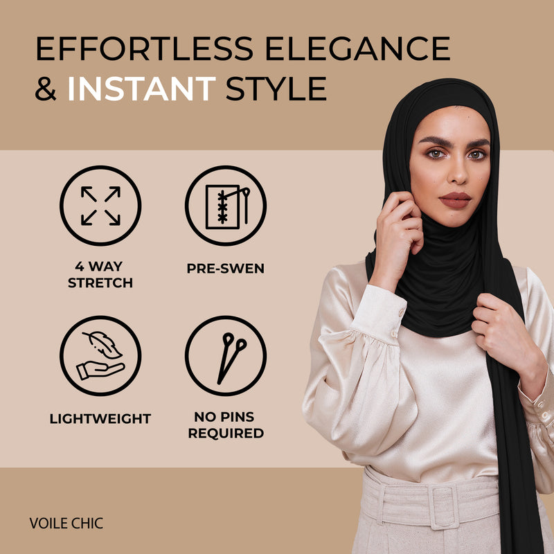 Instant Premium Jersey Hijab - Black