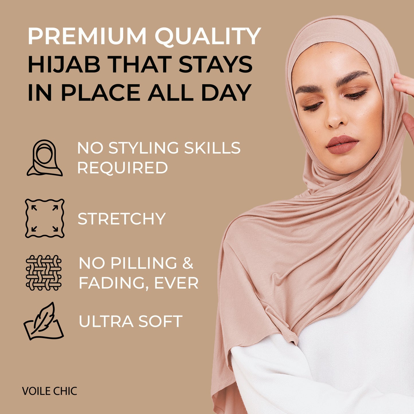 Instant Premium Jersey Hijab - Vanilla