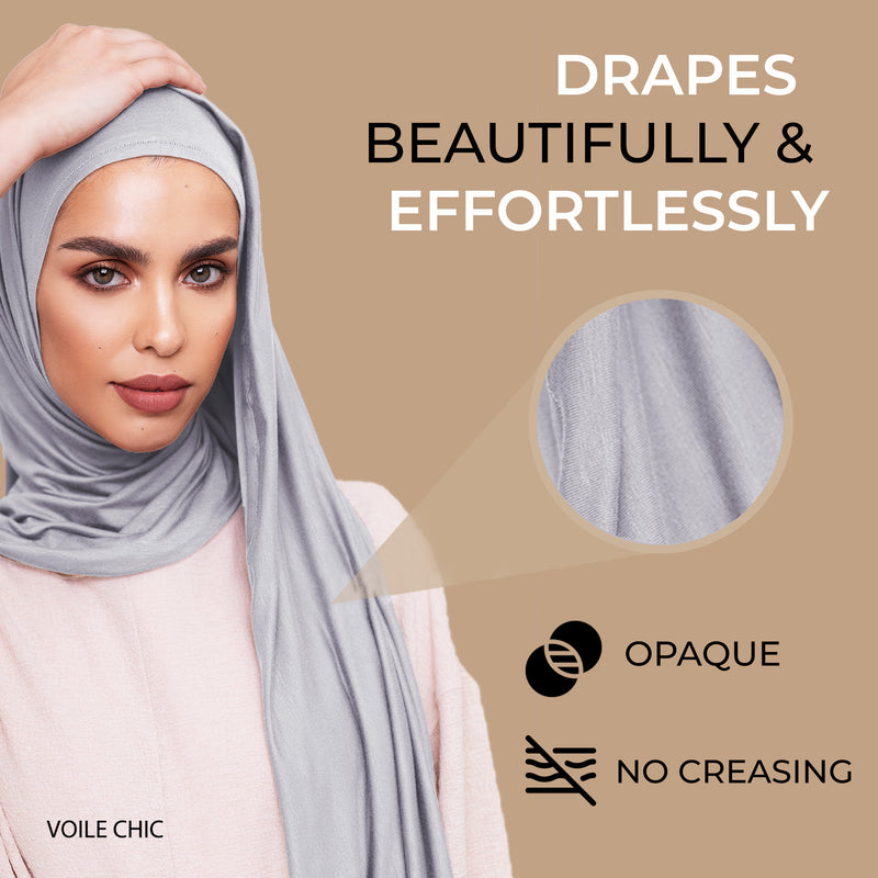Instant Premium Jersey Hijab - Chic Gray