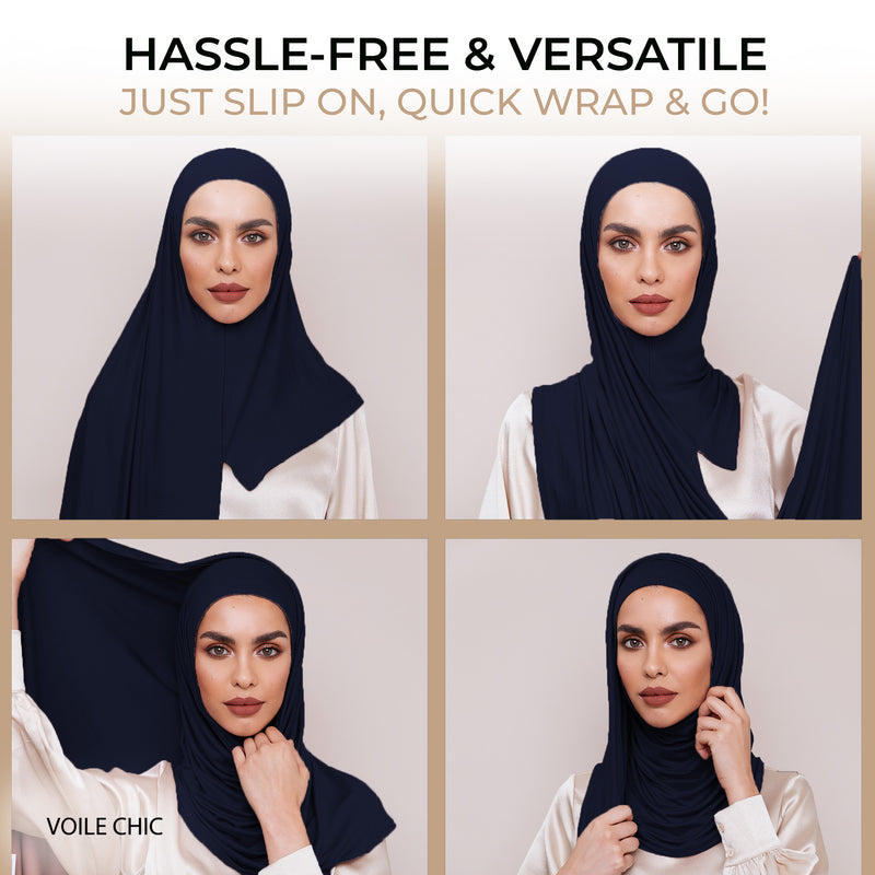 Instant Premium Jersey Hijab - Navy Blue
