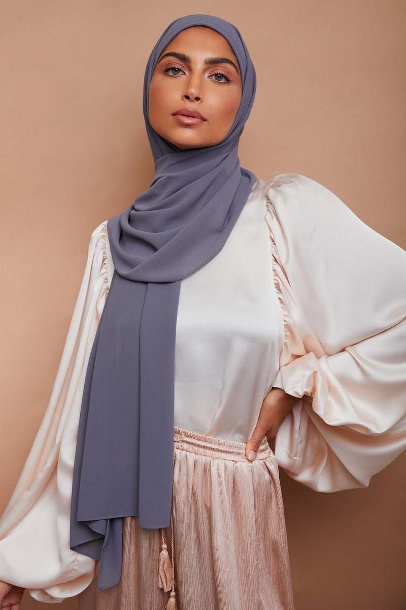 Charcoal Gray Premium Chiffon Hijab | VOILE CHIC | Chiffon Hijab