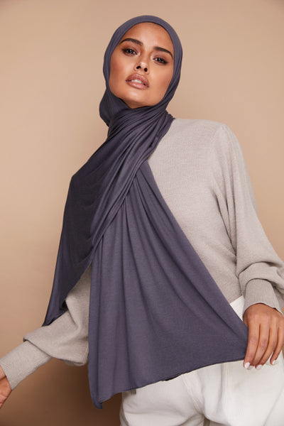 Premium Jersey Hijab - Queen Grey