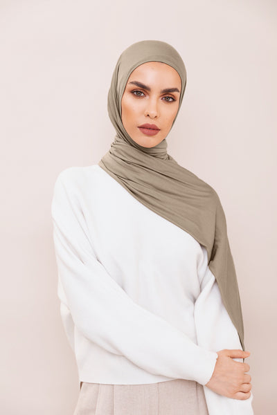 Instant Premium Jersey Hijab - Dark Taupe