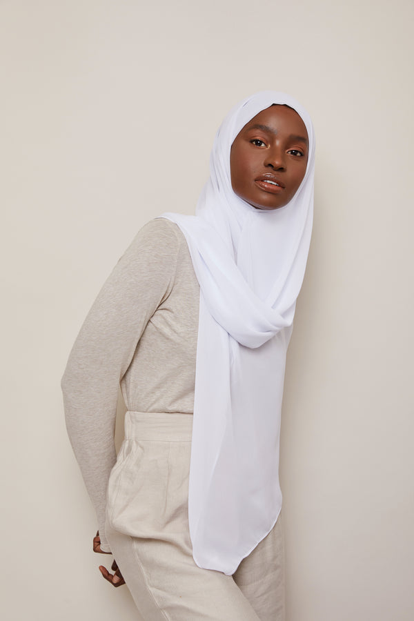 White Luxury Chiffon Hijab | VOILE CHIC | Chiffon Hijab