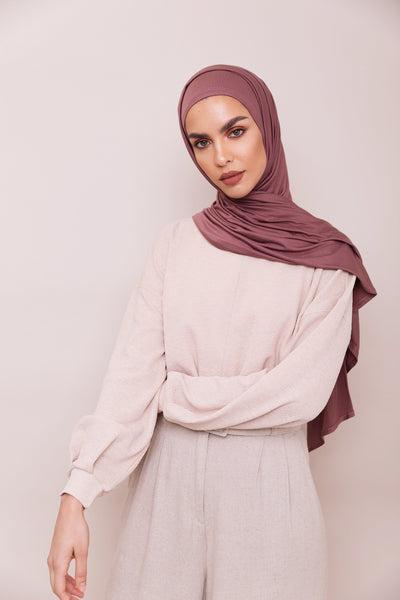 Buy Voile Chic 5 Colors Presewn Instant Premium Jersey Head Scarf Wrap -  Dusty Rose at