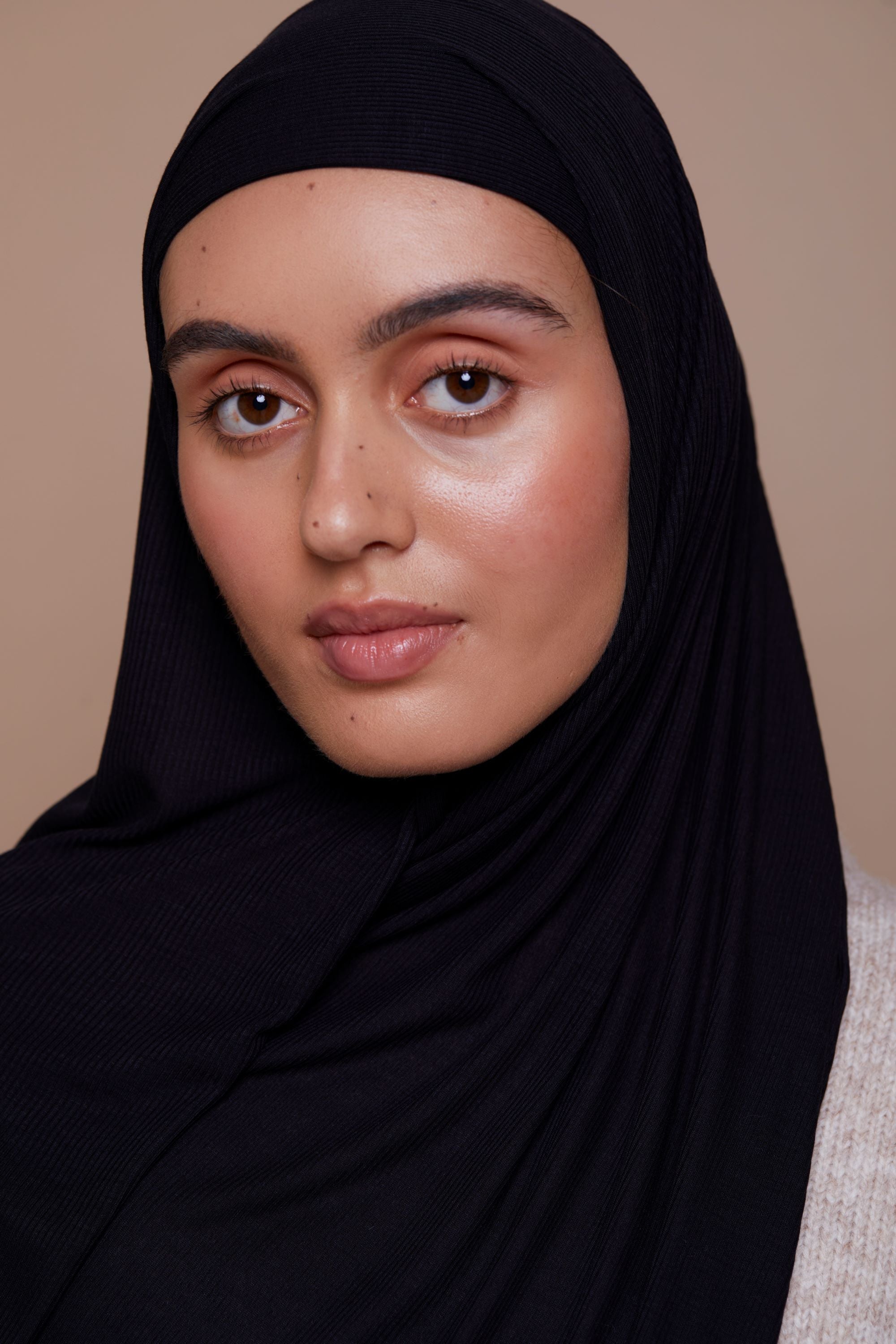 Bamboo Ribbed Jersey Hijab - Mocha Brown