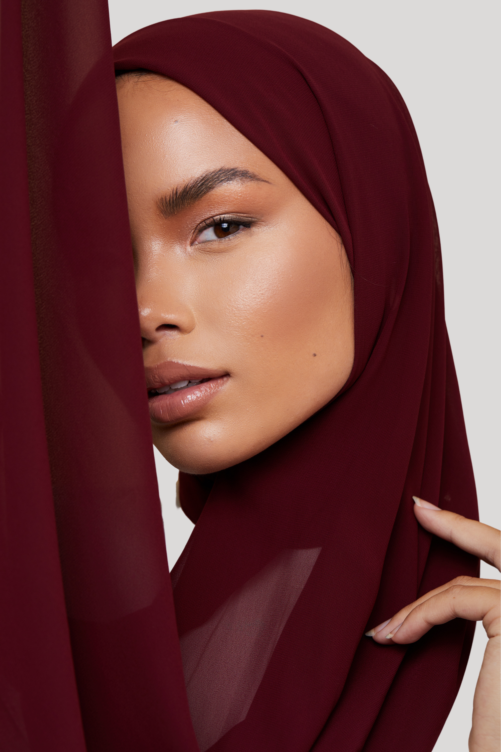 Small Luxury Chiffon Hijab - Deep Burgundy
