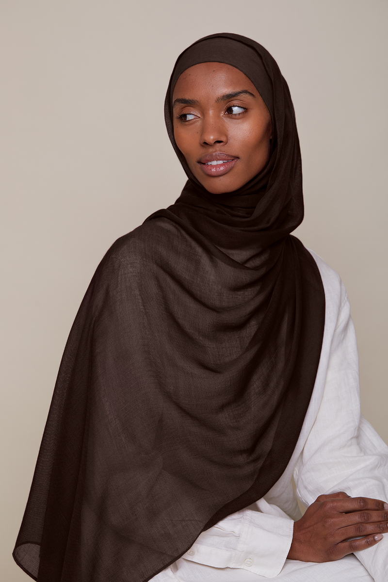 Breathable Modal Hijab Sets - Chocolate Brown