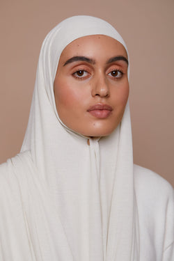 Bamboo Ribbed Jersey Hijab - Cream