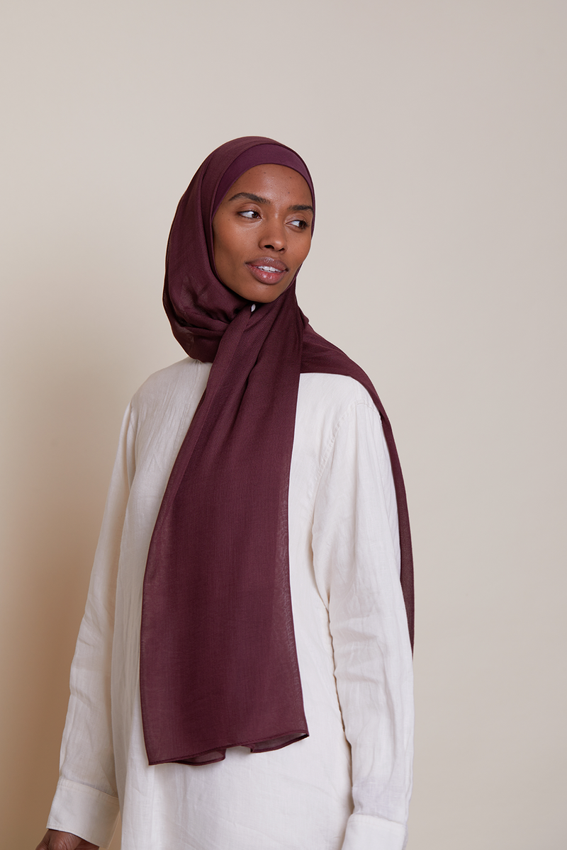 Breathable Modal Hijab Sets  - Deep Burgundy