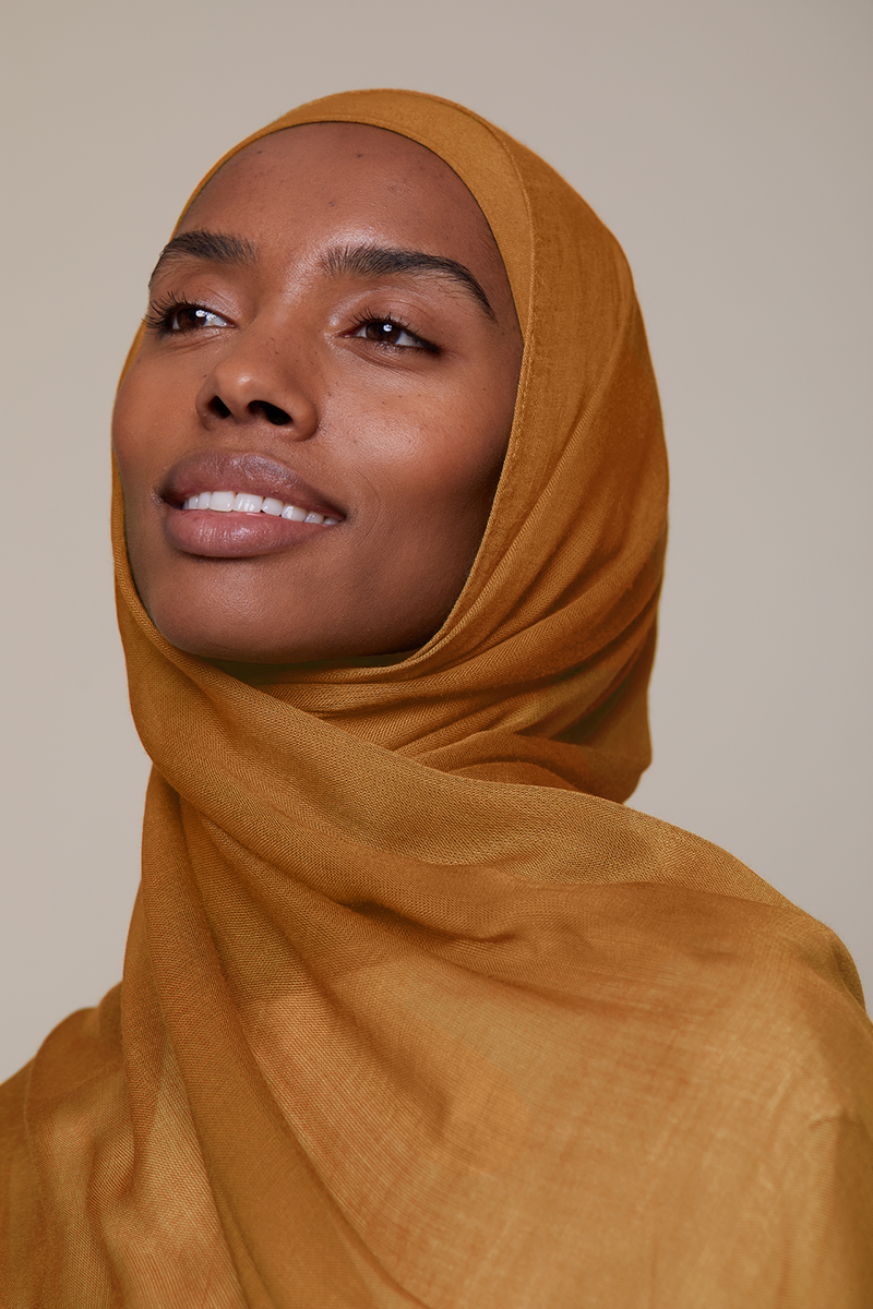 Breathable Modal Hijab Sets - Mustard Bronze