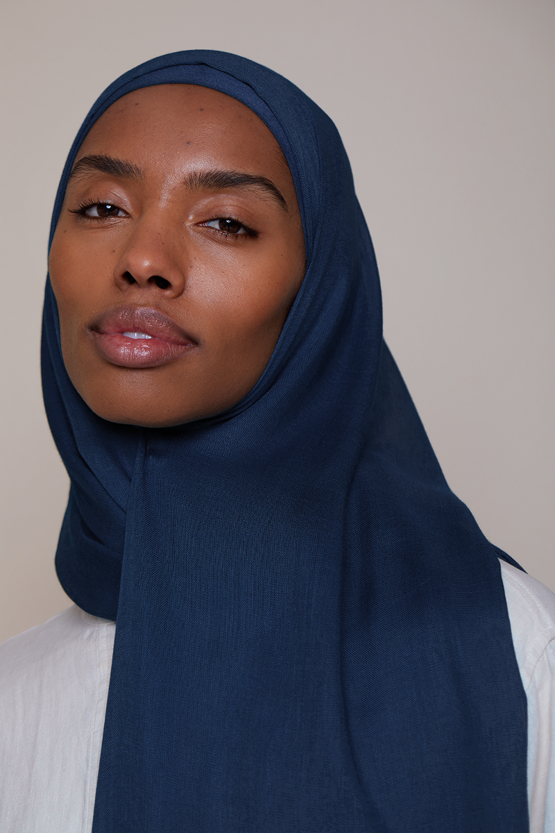 Breathable Modal Hijab Sets - Navy Blue