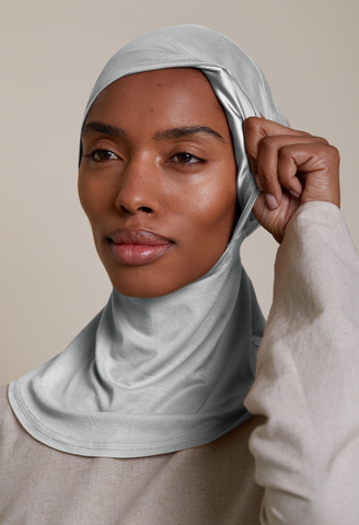 Satin-Lined Full Coverage Underscarf (Bamboo) Light Gray