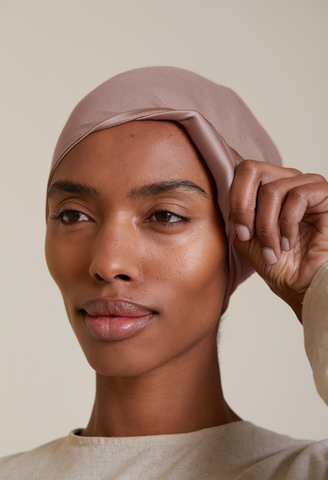 Satin Lined Undercap (Bamboo) - Dusty Rose