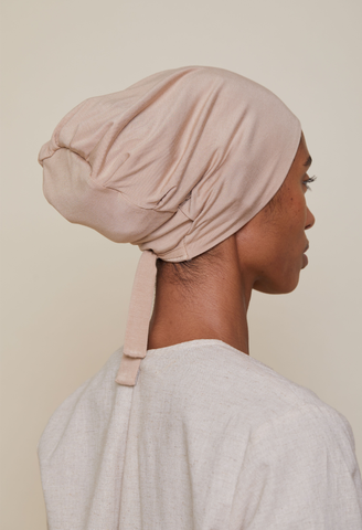Satin-Lined Tie-Back underscarf (Bamboo) - Dusty Rose