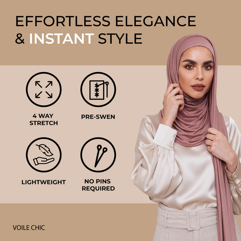 Instant Premium Jersey Hijab - Dusty Rose