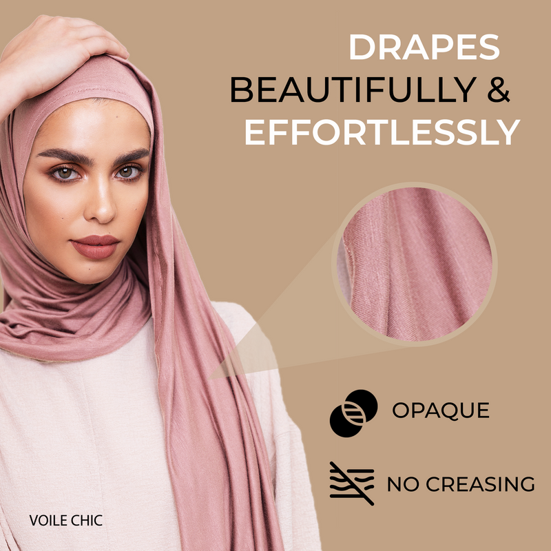 Instant Premium Jersey Hijab - Dusty Rose
