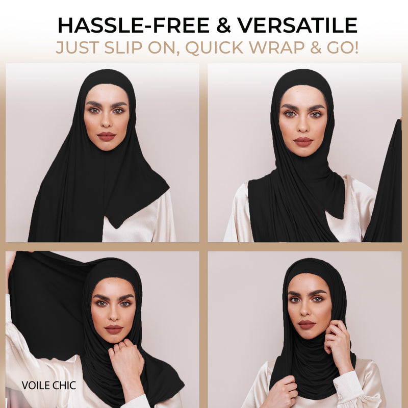 Instant Premium Jersey Hijab - Black