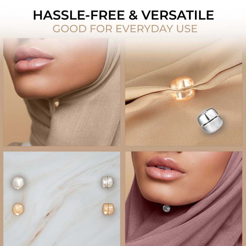 Strong Hijab Magnets - Gold and Silver (Pack of 4)