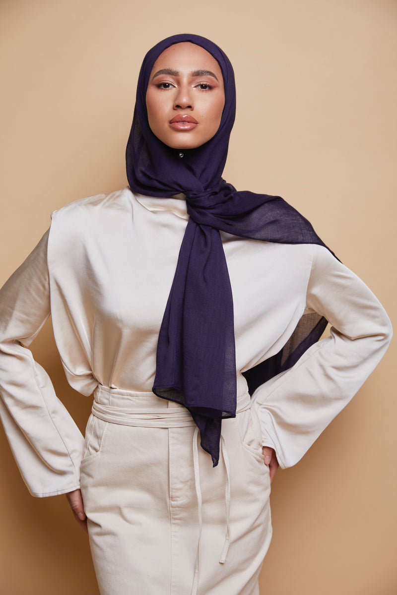 Breathable Modal Hijab - Navy Blue
