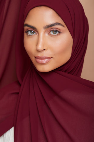 Premium Chiffon Hijab - Burgundy