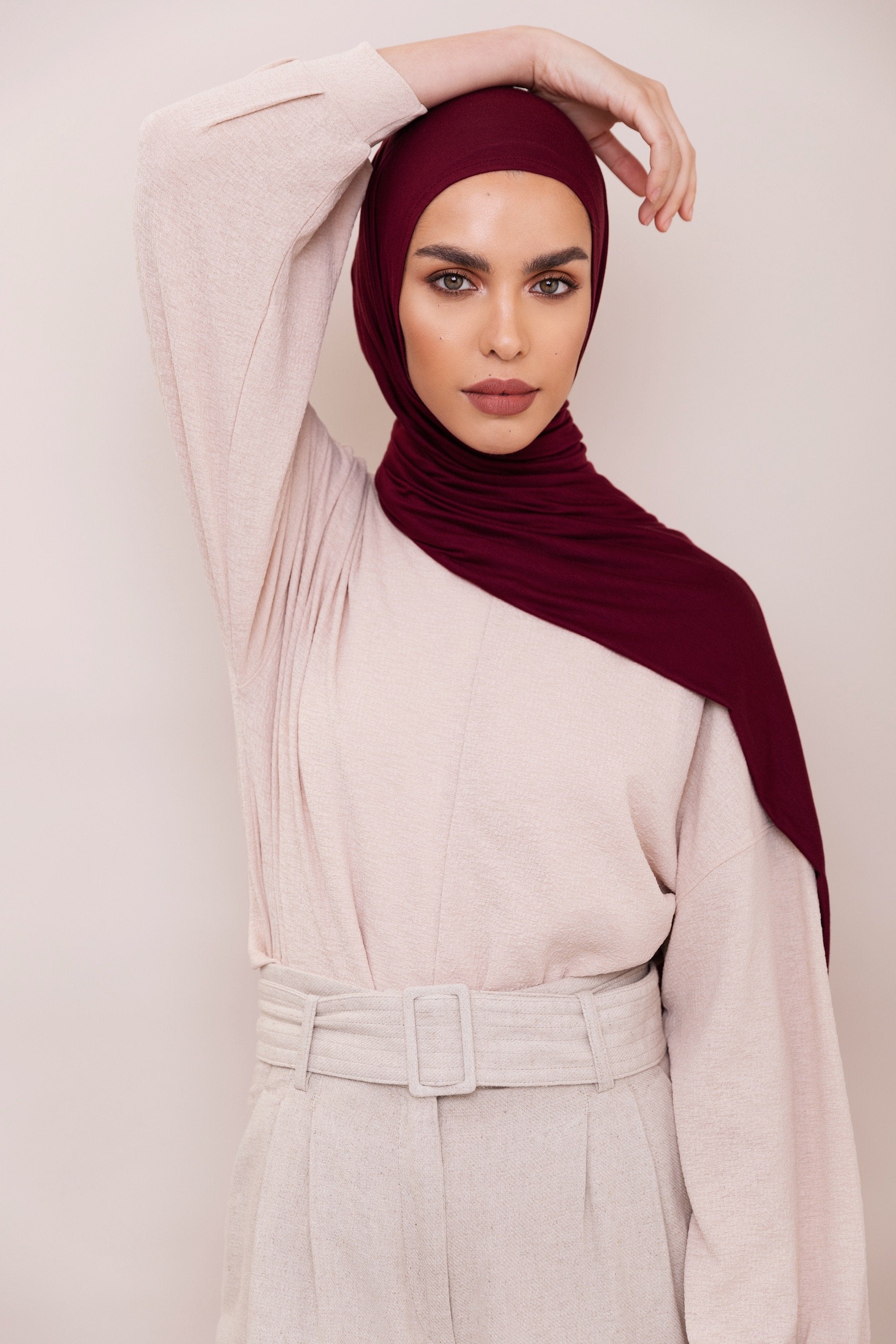 Burgundy Instant Hijab VOILE CHIC Presewn Instant Jersey Hijab