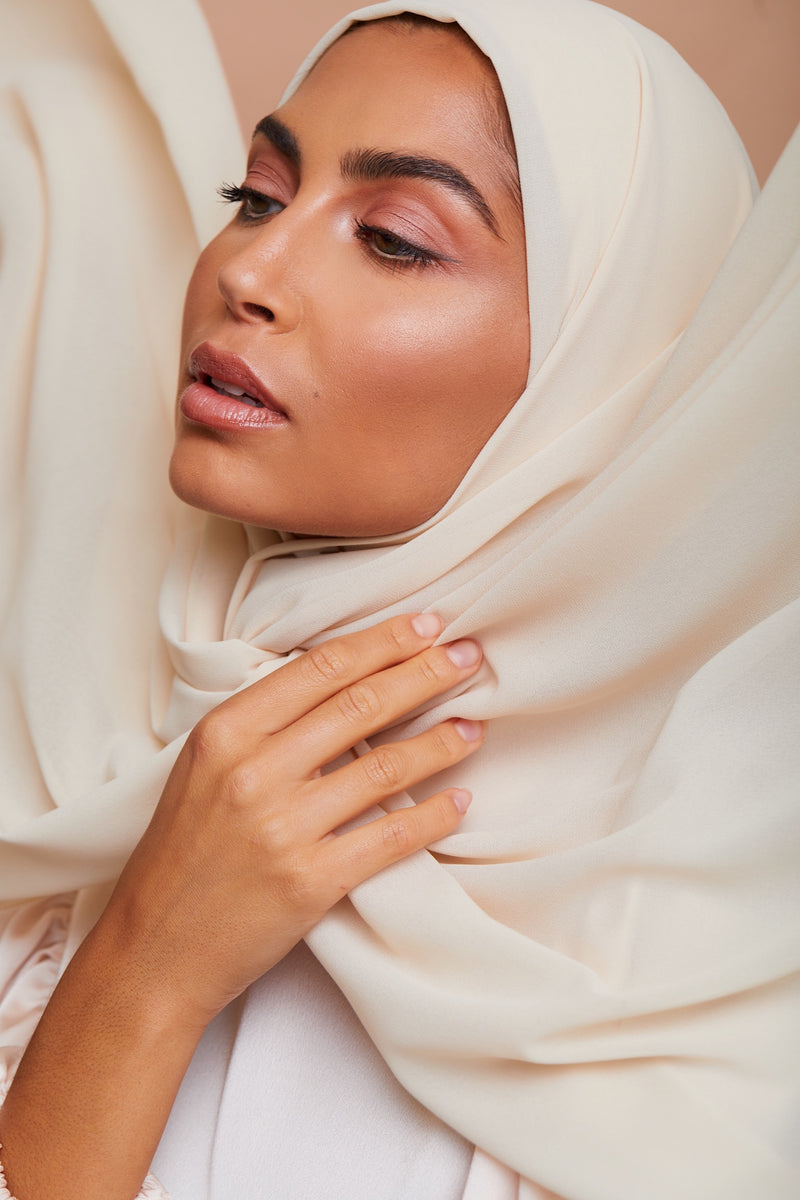 Cream Premium Chiffon Hijab | VOILE CHIC | Chiffon Hijab