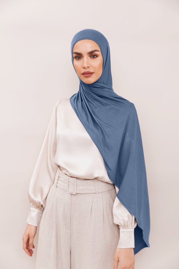 Instant Premium Jersey Hijab - Denim