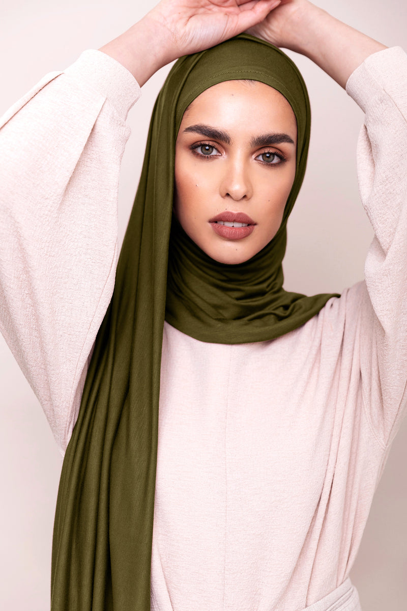 Dark Olive Instant Hijab | VOILE CHIC | Slip On Hijab