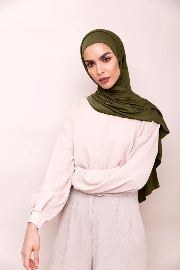 Dark Olive Instant Hijab | VOILE CHIC | Slip On Hijab