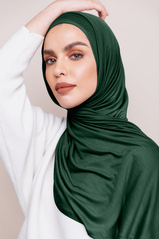 Instant Premium Jersey Hijab - Pine Green
