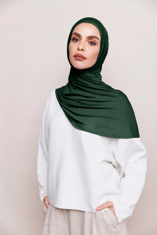 Instant Premium Jersey Hijab - Pine Green