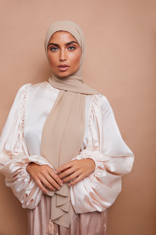 Premium Chiffon Hijab - Light Taupe