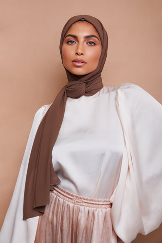 Premium Chiffon Hijab - Mocha Brown