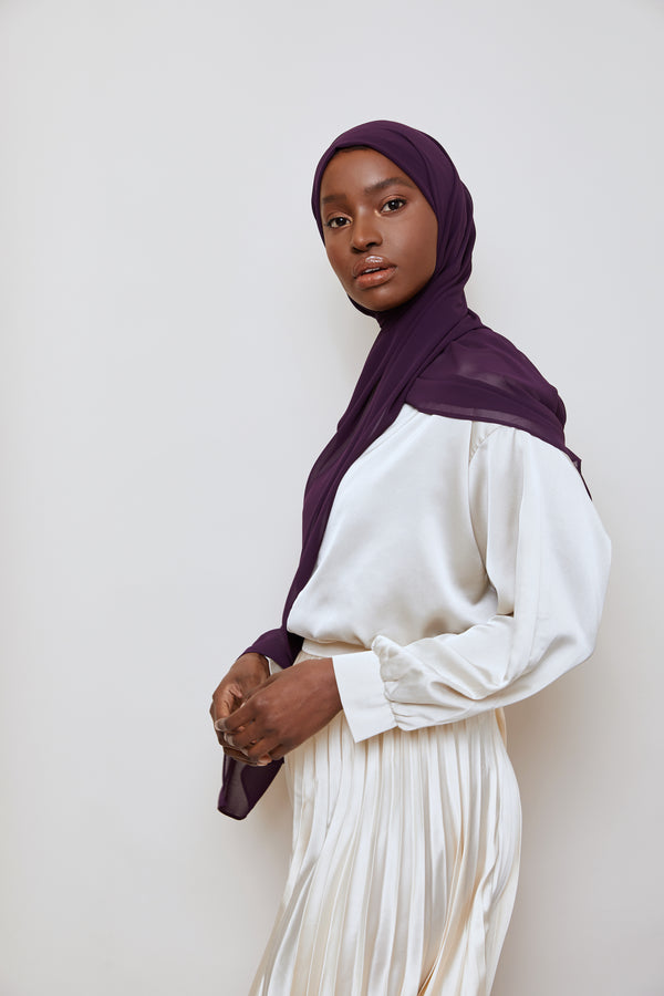 Deep Plum  Luxury Chiffon  Hijab | VOILE CHIC | Chiffon Hijab