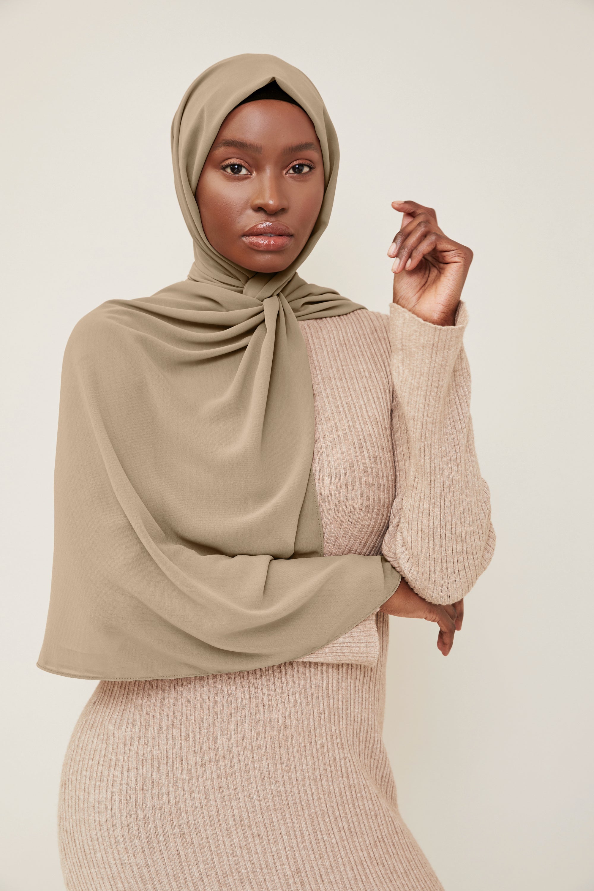 Warm Taupe Luxury Chiffon Hijab | VOILE CHIC | Chiffon Hijab