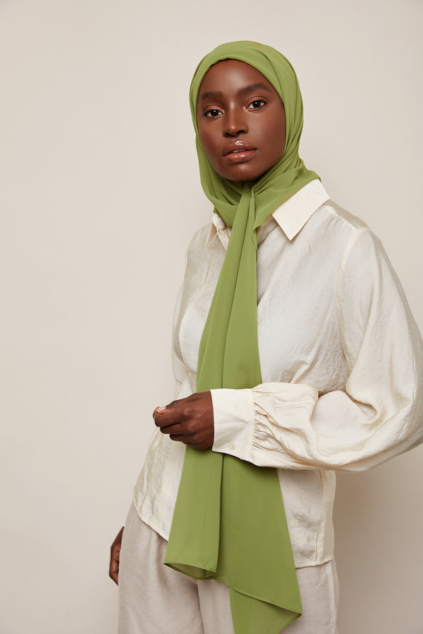 Earth Green  Luxury Chiffon  Hijab | VOILE CHIC | Chiffon Hijab