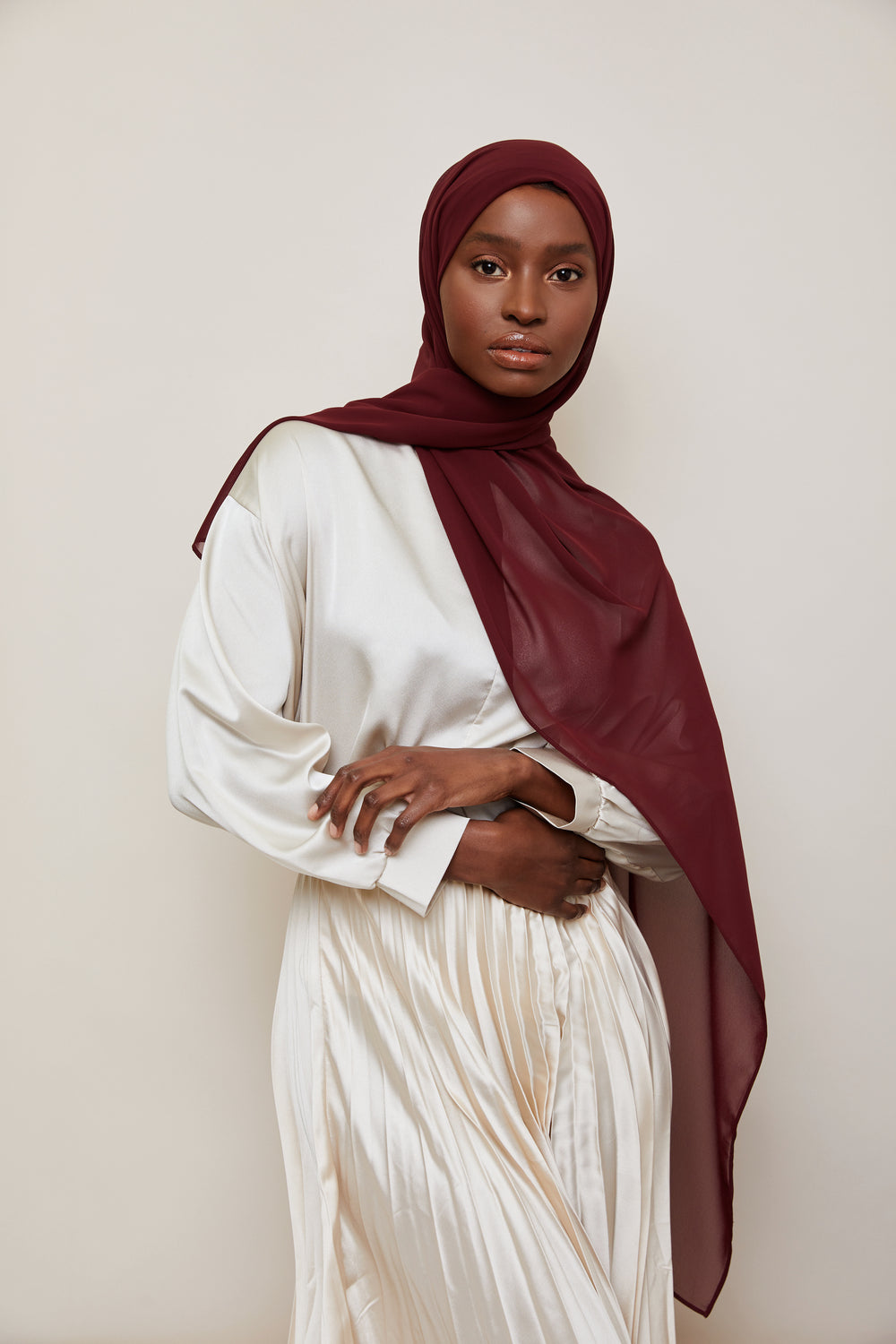 Luxury Chiffon Hijab - Burgundy