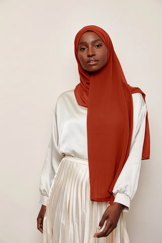 Luxury Chiffon Hijab - Rust
