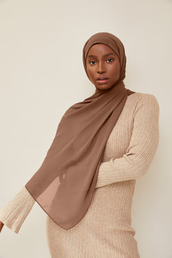 Stone Luxury Chiffon  Hijab | VOILE CHIC | Brown Chiffon Hijab