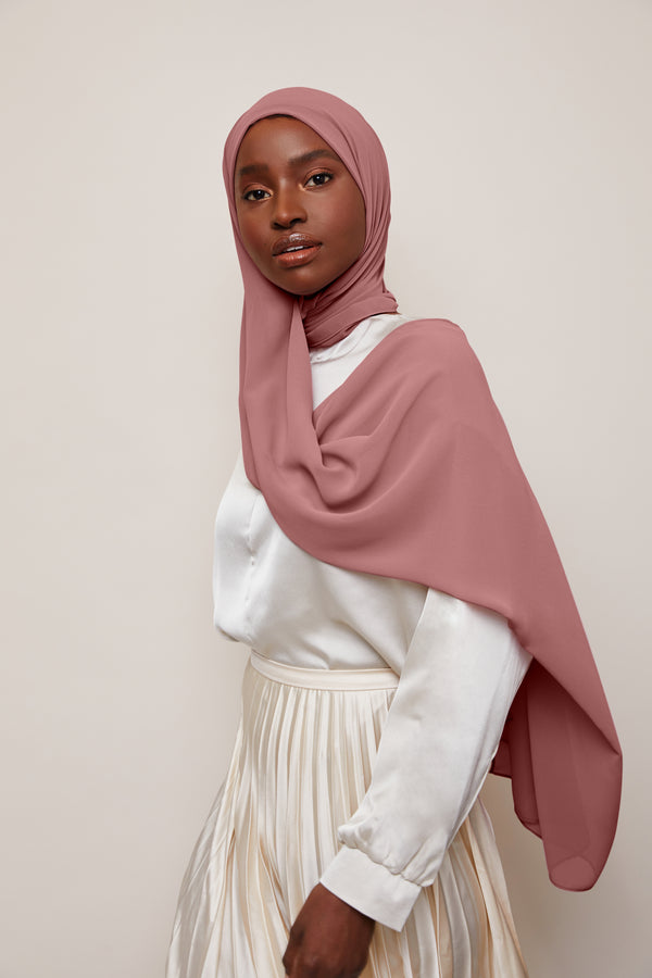 Dusty Rose Luxury Chiffon  Hijab | VOILE CHIC | Chiffon Hijab