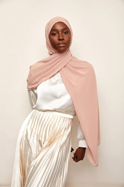 Taupe Pink Luxury Chiffon  Hijab | VOILE CHIC | Chiffon Hijab