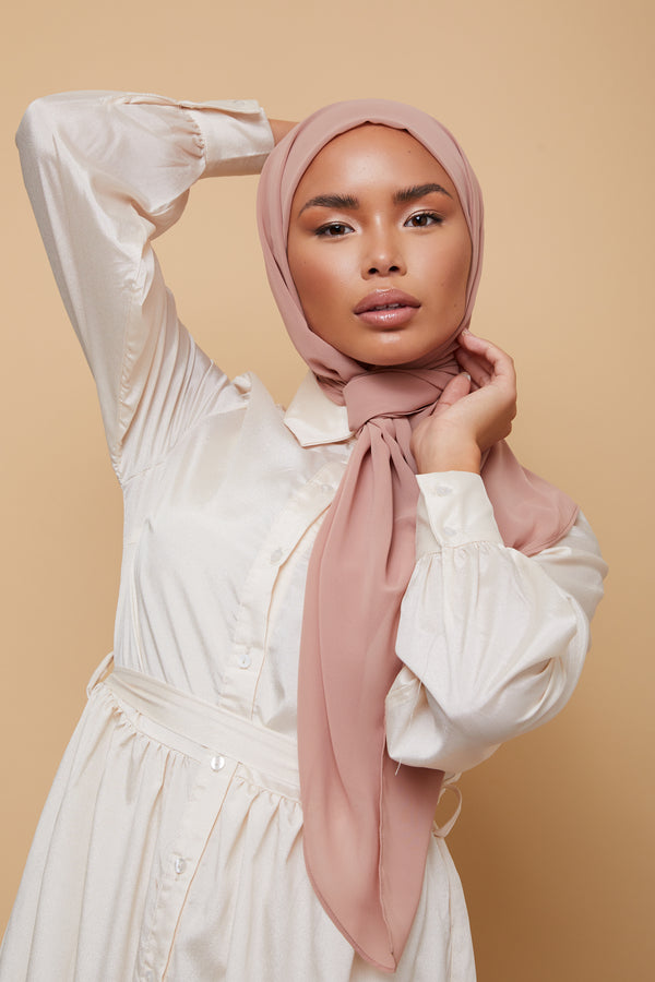 Small Luxury Chiffon Hijab - Taupe Pink