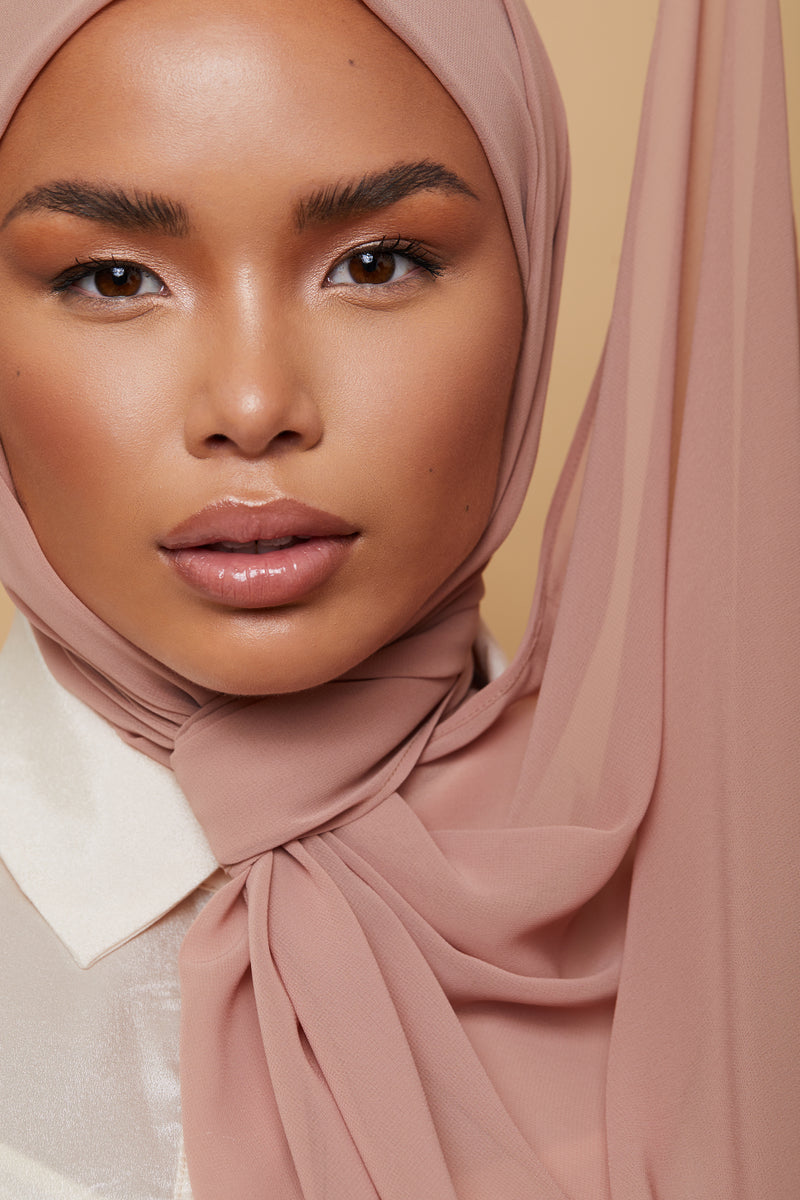 Taupe Pink Chiffon Hijab, VOILE CHIC