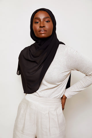 Luxury Chiffon Hijab - Black