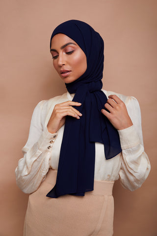 Premium Chiffon Hijab - Navy Blue